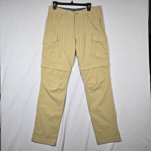 New Eddie Bauer Men's Convertible Cargo Pants Khaki 32x34 Zip Off Shorts Nylon